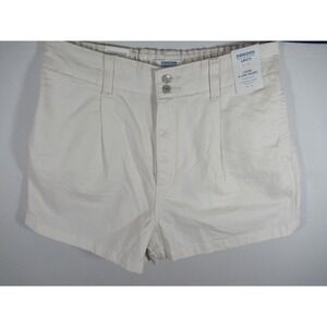 NEW Levi's Denizen High Rise Pleated Denim Shorts Women 6 Off-White A-Line Loose
